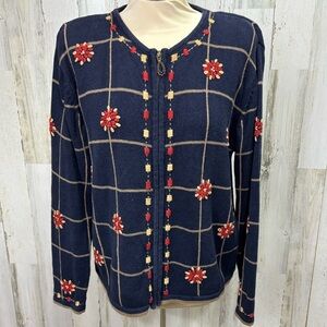 Christopher‎ & Banks Zip Front Checkered Cardigan